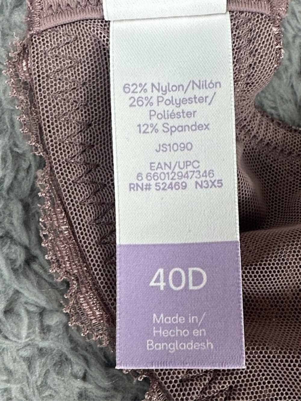 Joyspun Women's Lace Push Up Bra Underwire Padded Plum Purple Size 40D - Picture 7 of 7